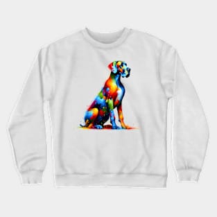 Vibrant Splash Art of a Sitting Great Dane Crewneck Sweatshirt